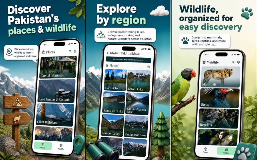 Pakistan Places & Wildlife — places and wildlife discovery app